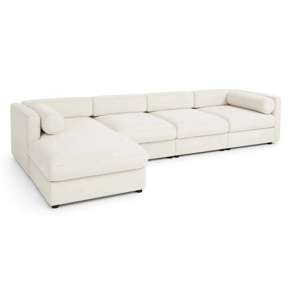 Canap¨¦ d'angle modulable en cuir synth¨¦tique Beige avec