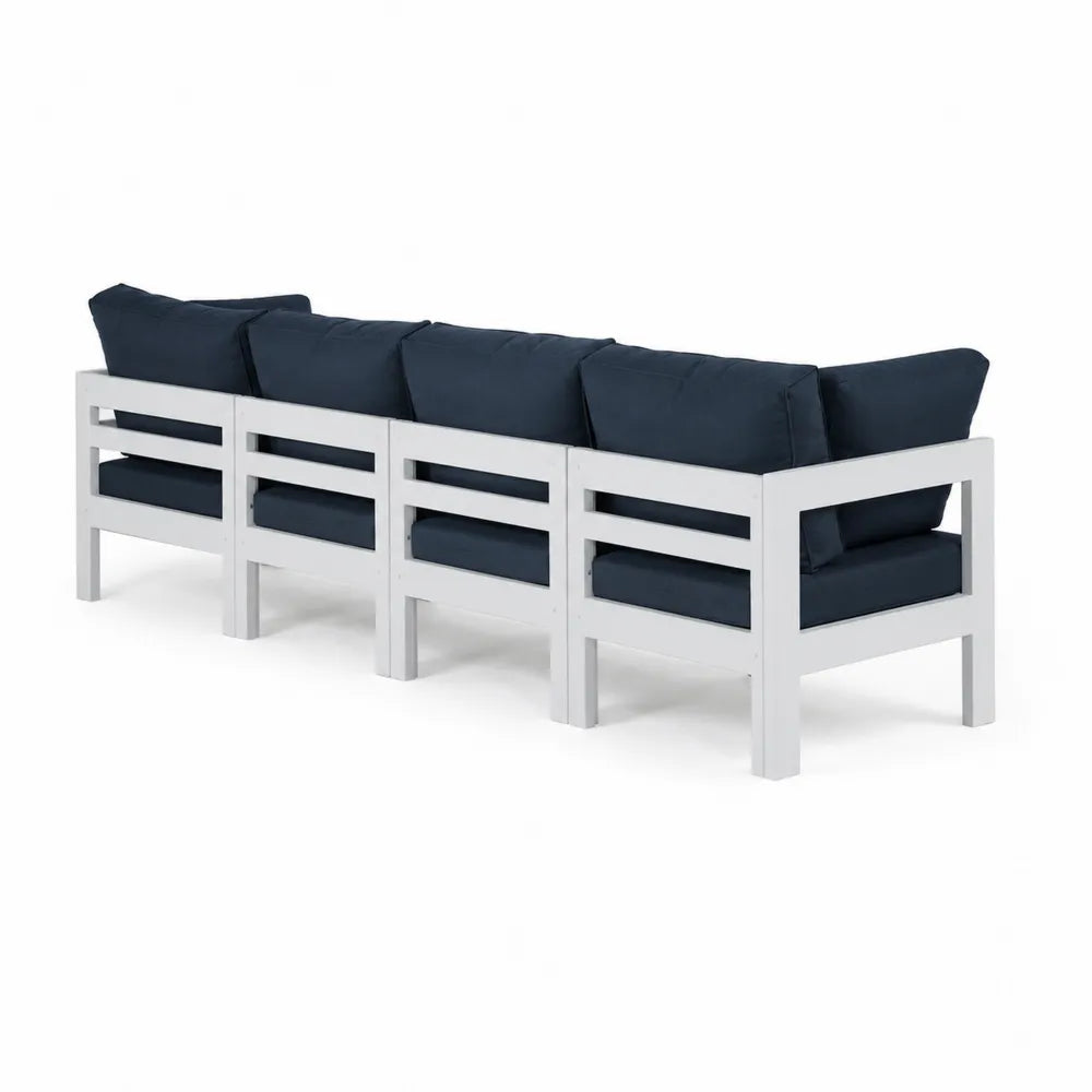 Canap¨¦ d'ext¨¦rieur modulable 4 places en aluminium avec coussins