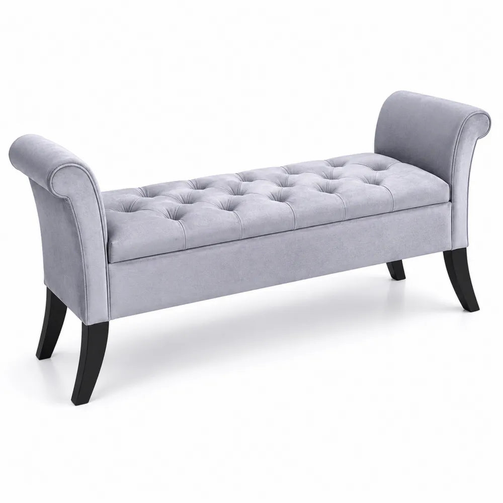 Banc en velours gris avec