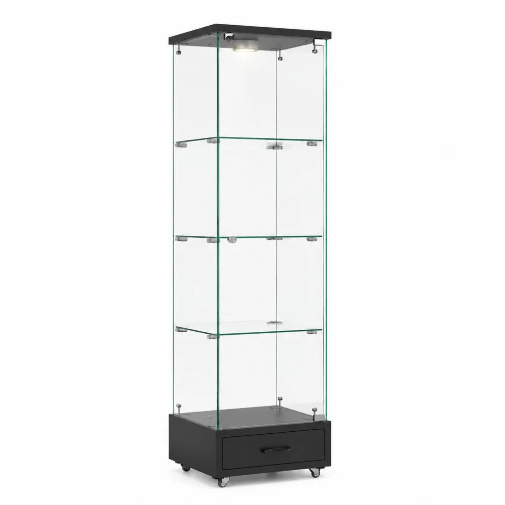 Vitrine en verre tremp¨¦ avec ¨¦tag¨¨res et t