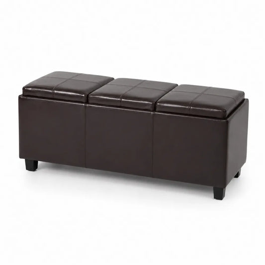 Banc en Cuir Marron avec Rangement 12