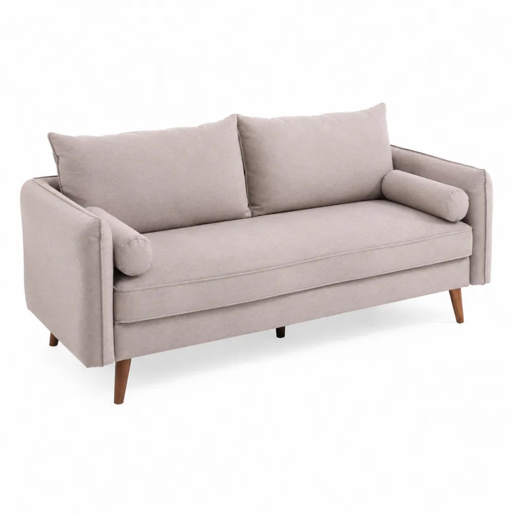 Canap¨¦ 3 places tissu polyester Beige