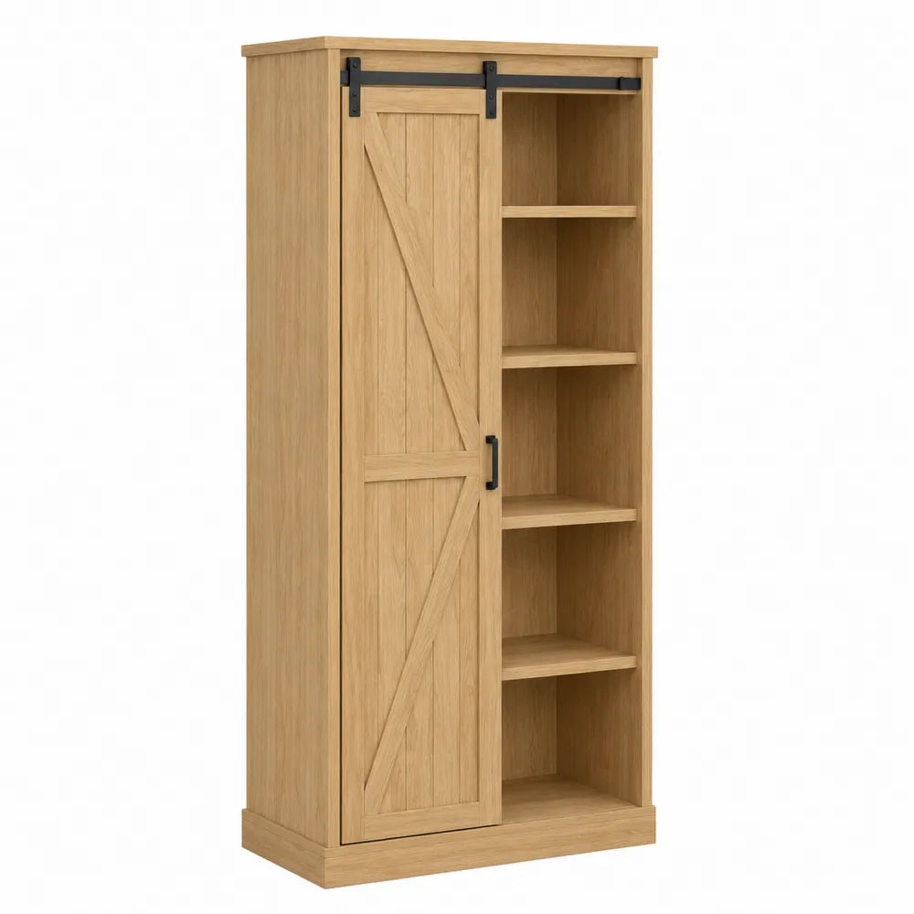 Biblioth¨¨que en bois avec porte coulissant