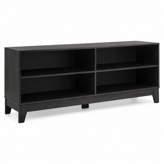 Meuble TV en MDF Noir avec ¨¦tag¨¨res 1