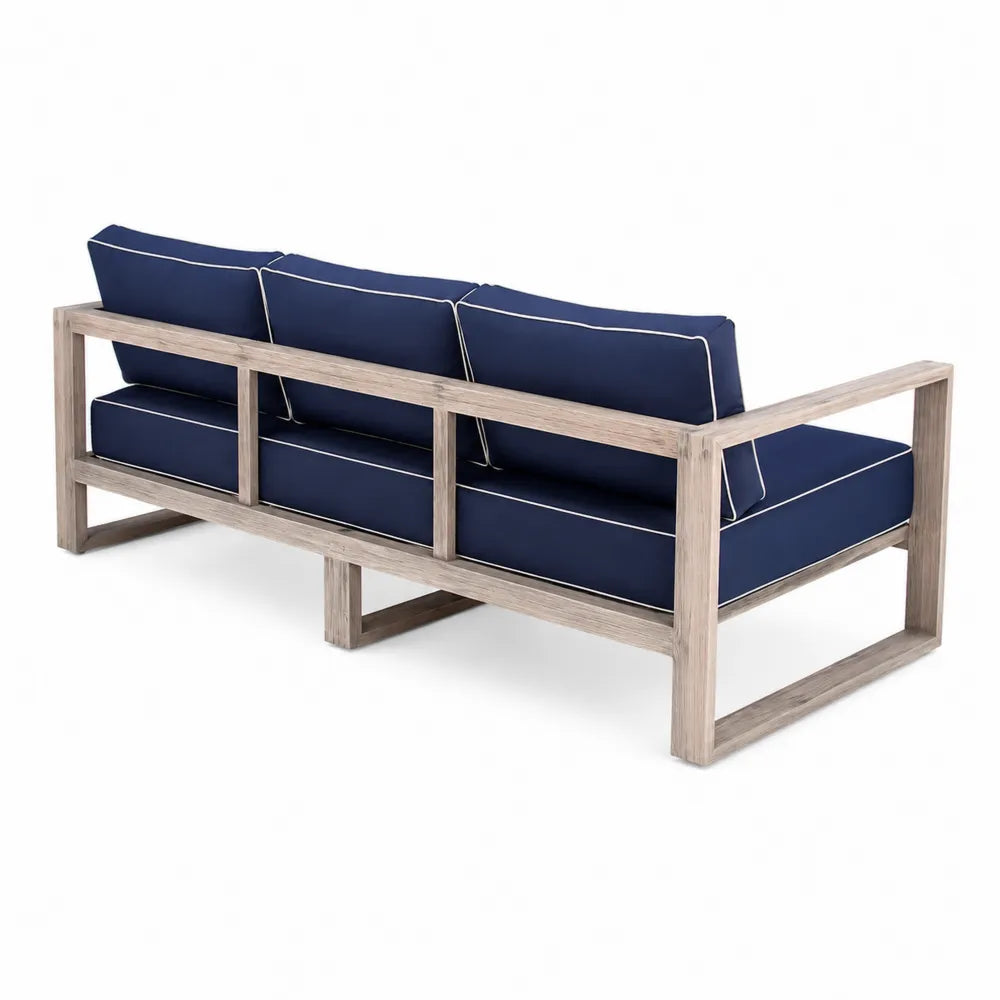 Canap¨¦ ext¨¦rieur 3 places en bois avec coussins b