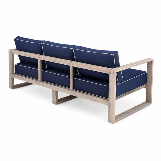 Canap¨¦ ext¨¦rieur 3 places en bois avec coussins b