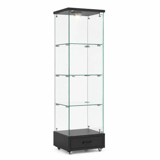 Vitrine en verre tremp¨¦ avec ¨¦tag¨¨res et t