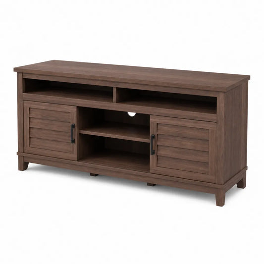 Meuble TV en bois avec ¨¦tag¨¨res et portes co