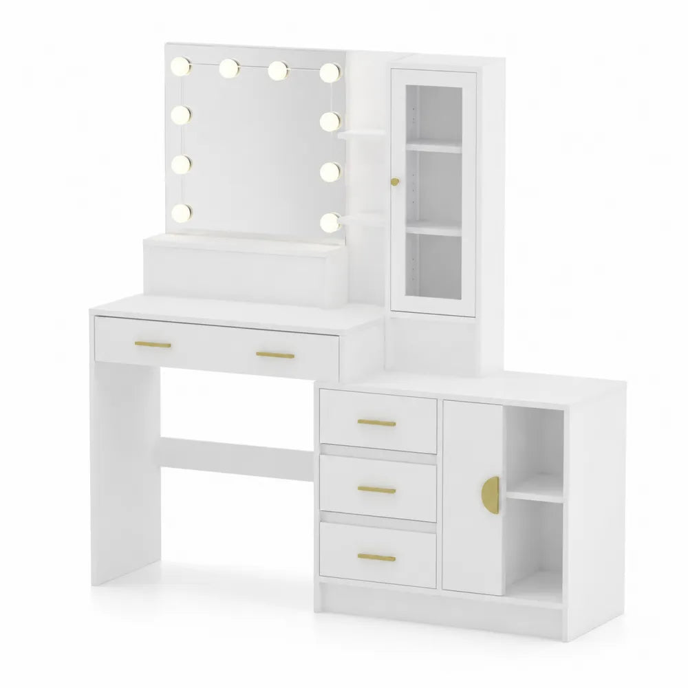Coiffeuse en bois blanc avec mir