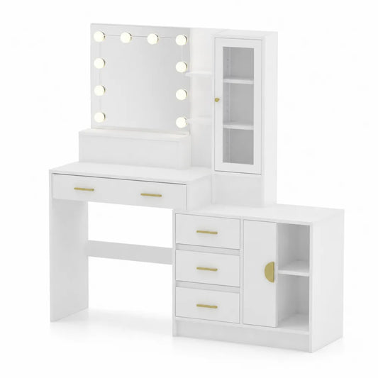 Coiffeuse en bois blanc avec mir